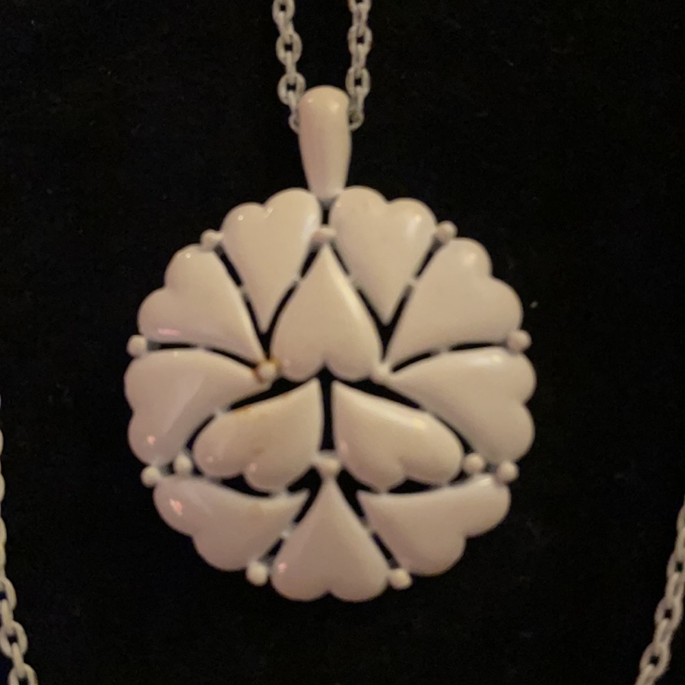 Trifari Vintage White Enamel Pendant